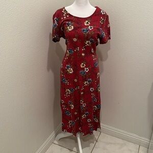 WOMENS SIZE 10 Red Floral Dress STUDIO EASE​​​​​​​​